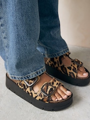 Animal Forever Comfort® Leather Double Buckle Flatform Sandals - Image 2 of 8