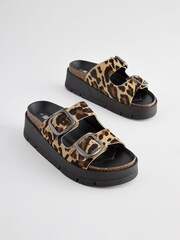 Animal Forever Comfort® Leather Double Buckle Flatform Sandals - Image 4 of 8