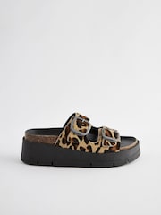 Animal Forever Comfort® Leather Double Buckle Flatform Sandals - Image 5 of 8