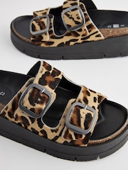 Animal Forever Comfort® Leather Double Buckle Flatform Sandals - Image 6 of 8