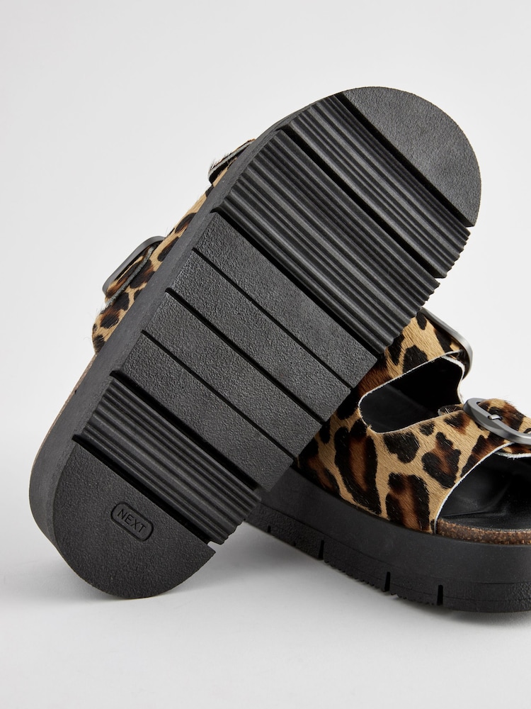 Animal Forever Comfort® Leather Double Buckle Flatform Sandals - Image 8 of 8
