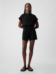 Gap Black Linen Blend Utility Playsuit - Image 2 of 4
