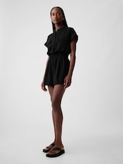 Gap Black Linen Blend Utility Playsuit - Image 4 of 4