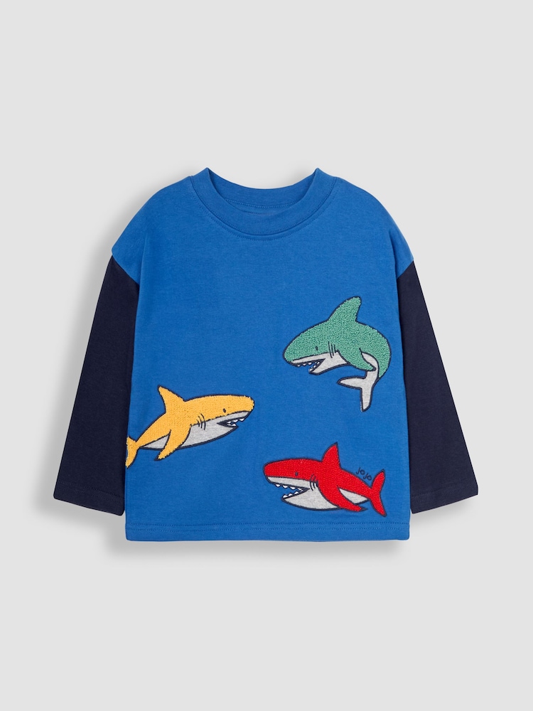 JoJo Maman Bébé Blue Shark Boucle Top - Image 1 of 3