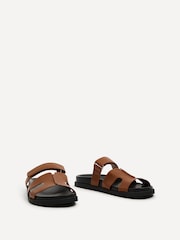 Linzi Brown Emmy Gladiator Velcro Strap Flat Sliders - Image 4 of 5