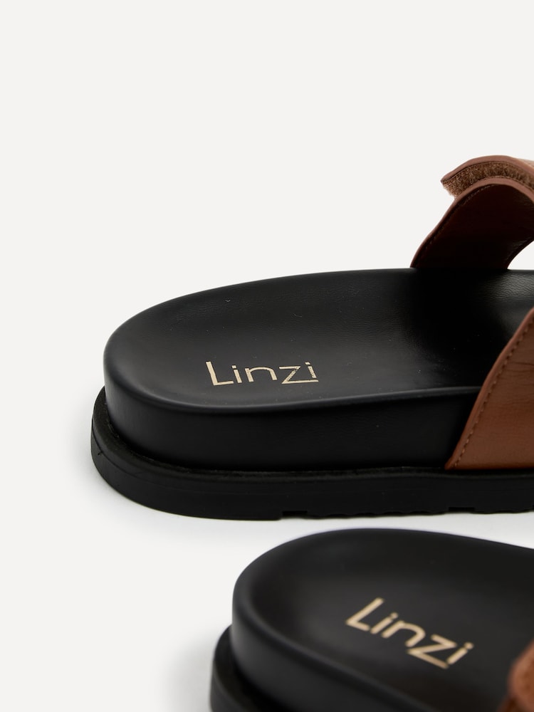 Linzi Brown Emmy Gladiator Velcro Strap Flat Sliders - Image 5 of 5