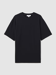 Reiss Navy Wick Textured Crew-Neck T-Shirt - Image 2 of 6