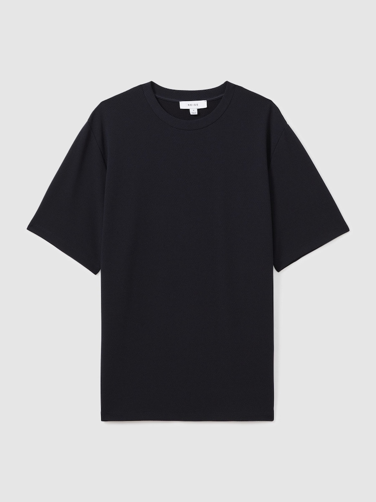 Reiss Navy Wick Textured Crew-Neck T-Shirt - Image 2 of 6