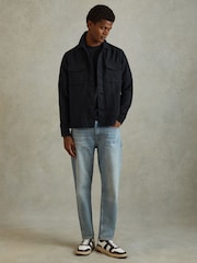 Reiss Navy Wick Textured Crew-Neck T-Shirt - Image 3 of 6