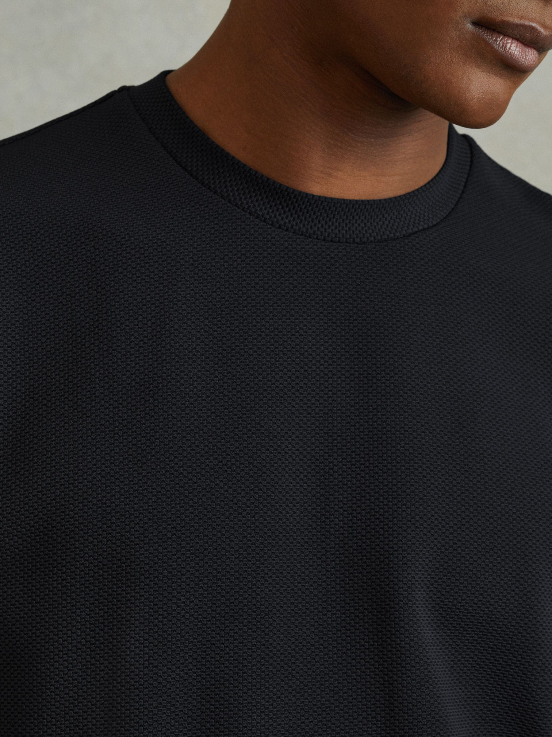 Buy Reiss Navy Wick Textured Crew-Neck T-Shirt from Next USA