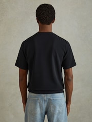 Reiss Navy Wick Textured Crew-Neck T-Shirt - Image 5 of 6