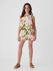 Gap Natural Floral Linen Cotton Square Neck Tank Top (4-13yrs) - Image 1 of 6