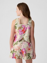 Gap Natural Floral Linen Cotton Square Neck Tank Top (4-13yrs) - Image 2 of 6