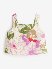 Gap Natural Floral Linen Cotton Square Neck Tank Top (4-13yrs) - Image 4 of 6