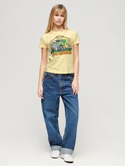 Superdry Yellow 100% Cotton Neon Motor Graphic Fitted T-Shirt - Image 2 of 3
