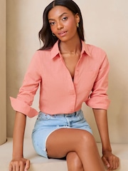 Lipsy Pink Pocket Button Through Shirt - Image 1 of 4