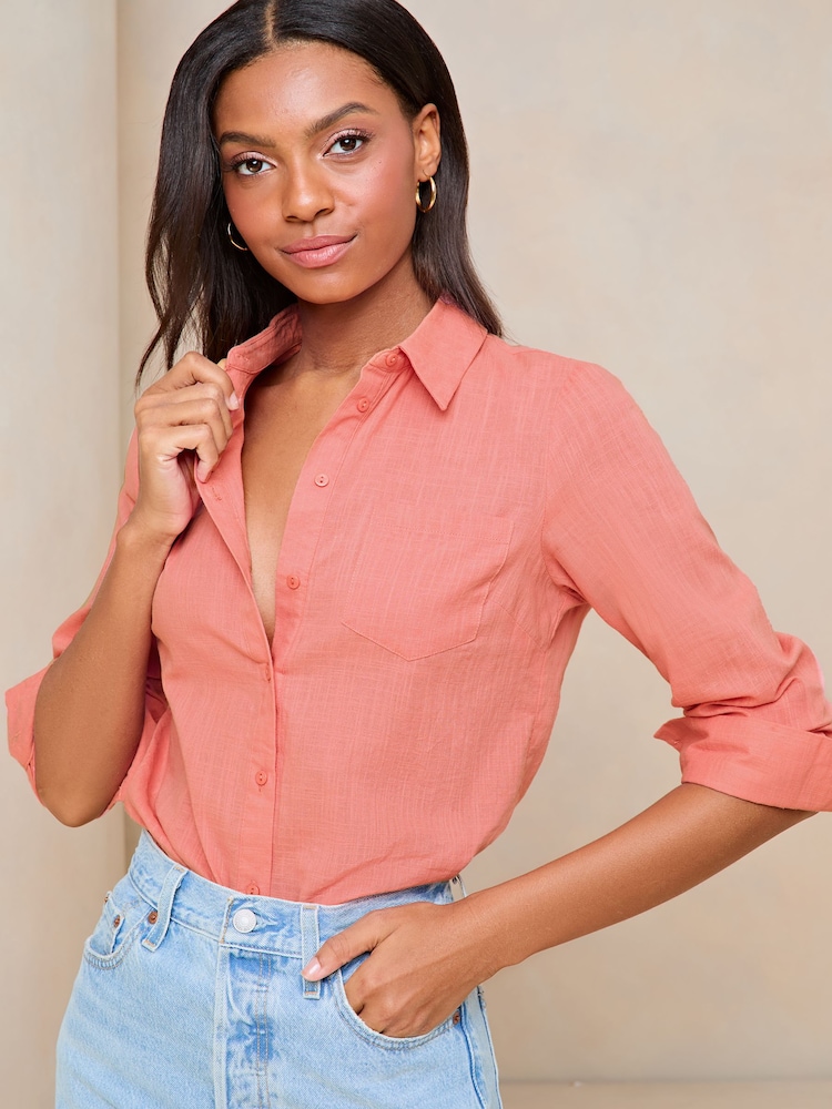 Lipsy Pink Pocket Button Through Shirt - Image 4 of 4