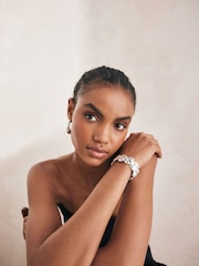 Silver Tone Diamond Stretch Bracelet - Image 1 of 4