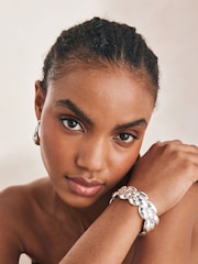Silver Tone Diamond Stretch Bracelet - Image 2 of 4
