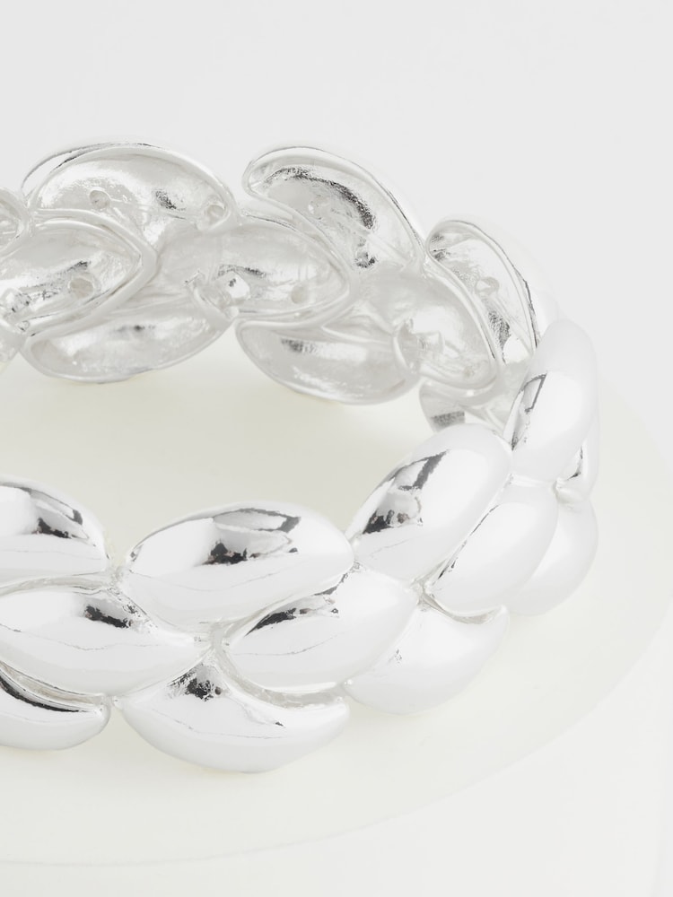 Silver Tone Diamond Stretch Bracelet - Image 4 of 4