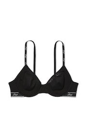 Victoria's Secret PINK Black Cotton Logo Unlined Scoop Bra - Image 3 of 3