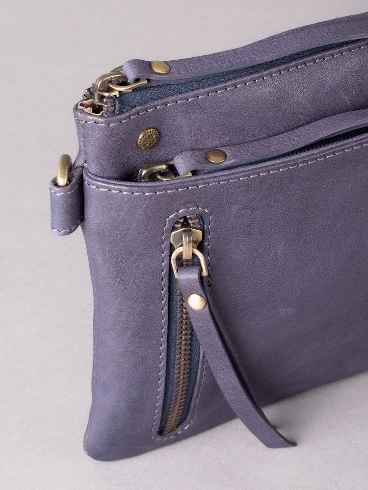 Lakeland Leather Blue Mini Harstone Cross-Body Bag - Image 5 of 7