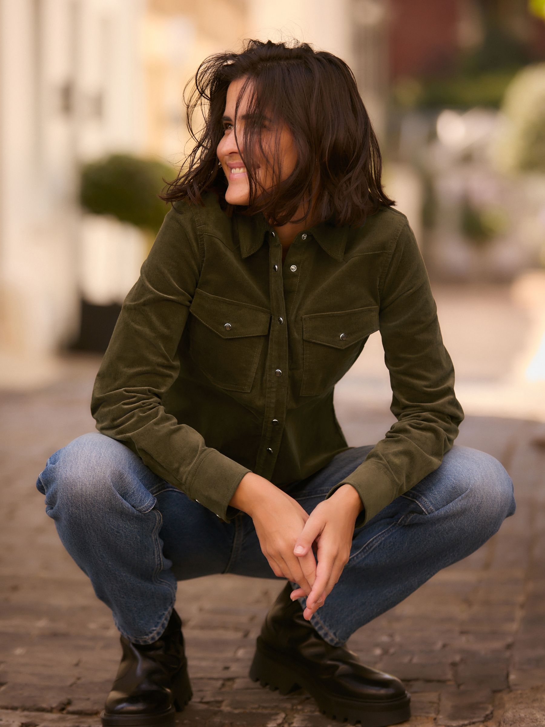 Buy Khaki Green Long Sleeve Corduroy Shirt from Next Oman