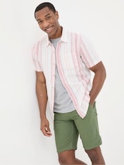 FatFace Pink Short Sleeve Danby Stripe Shirt - Image 1 of 5