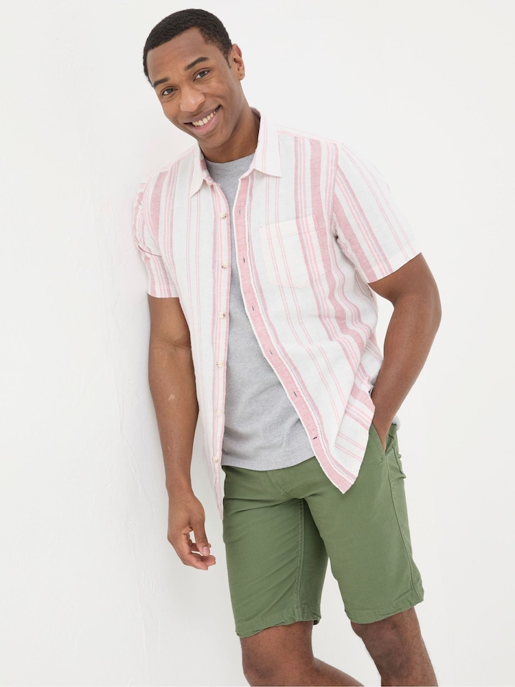 FatFace Pink Short Sleeve Danby Stripe Shirt - Image 1 of 5