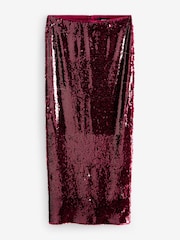 Burgundy Red Rochelle Humes Sequin Maxi Skirt - Image 6 of 7