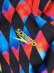 Speedo Red Digital All-Over Leaderback 1 Piece Swimsuit - Image 4 of 4