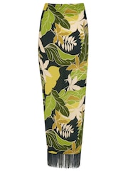 Pour Moi Green Fringe Trim Crinkle Woven Multiway Sarong - Image 5 of 5