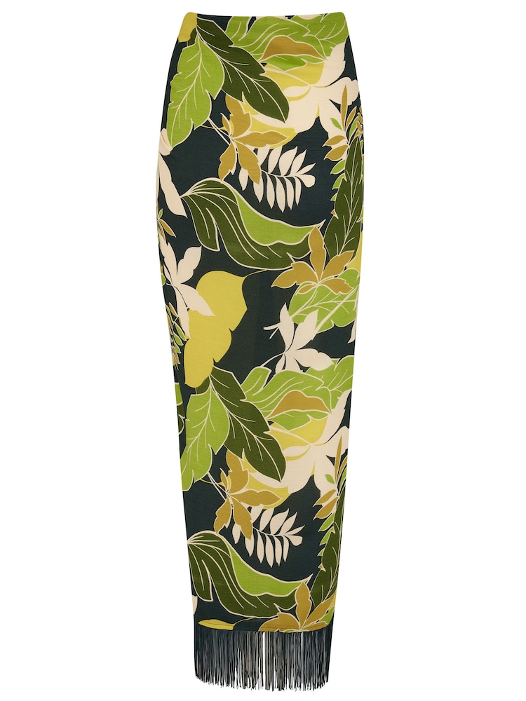 Pour Moi Green Fringe Trim Crinkle Woven Multiway Sarong - Image 5 of 5