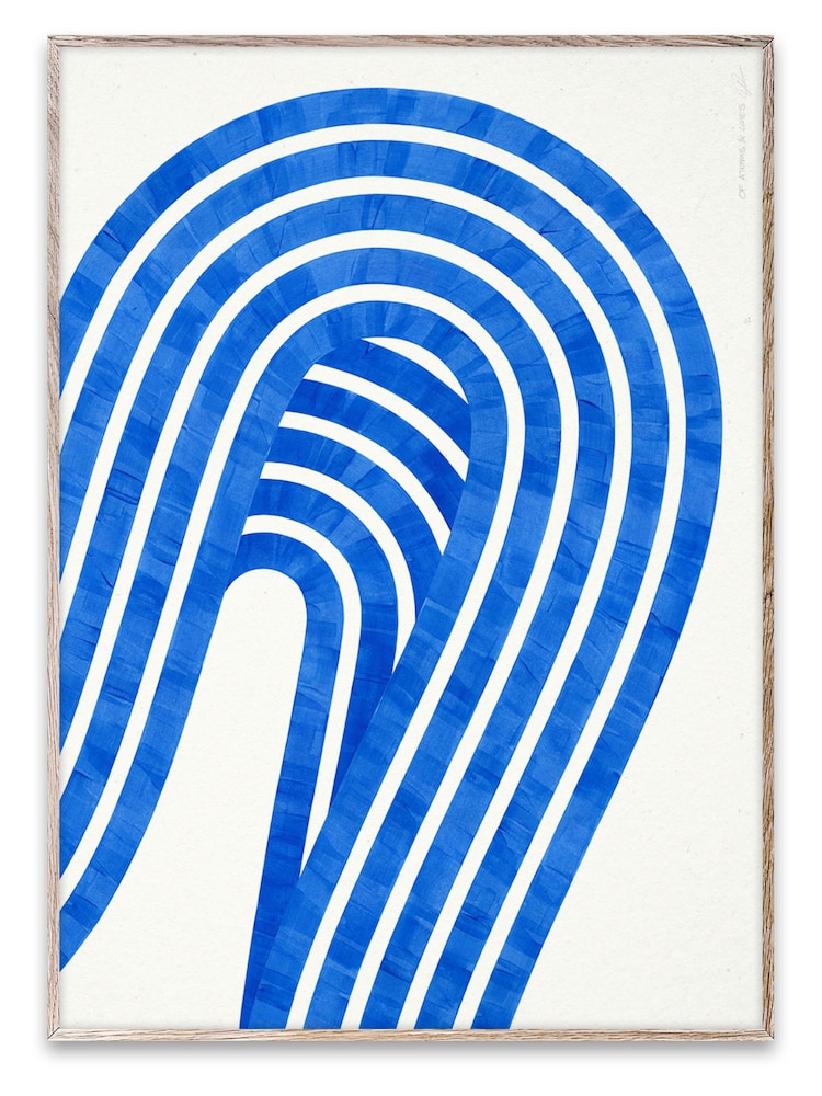 Paper Collective Blue Entropy Blue 01 Framed Wall Art Print in Natural Oak Frame - Image 1 of 3