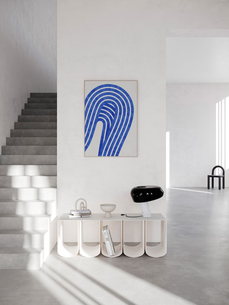 Paper Collective Blue Entropy Blue 01 Framed Wall Art Print in Natural Oak Frame - Image 3 of 3