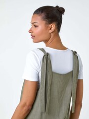 Roman Green Shoulder Tie Cotton/Linen Mix Playsuit - Image 4 of 5
