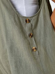 Roman Green Shoulder Tie Cotton/Linen Mix Playsuit - Image 5 of 5