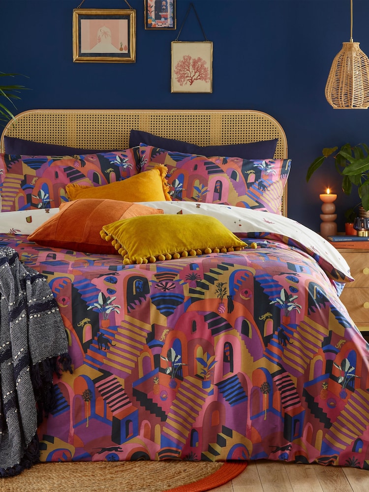 Furn Magenta Eivissa Abstract Duvet Cover Set - Image 1 of 4