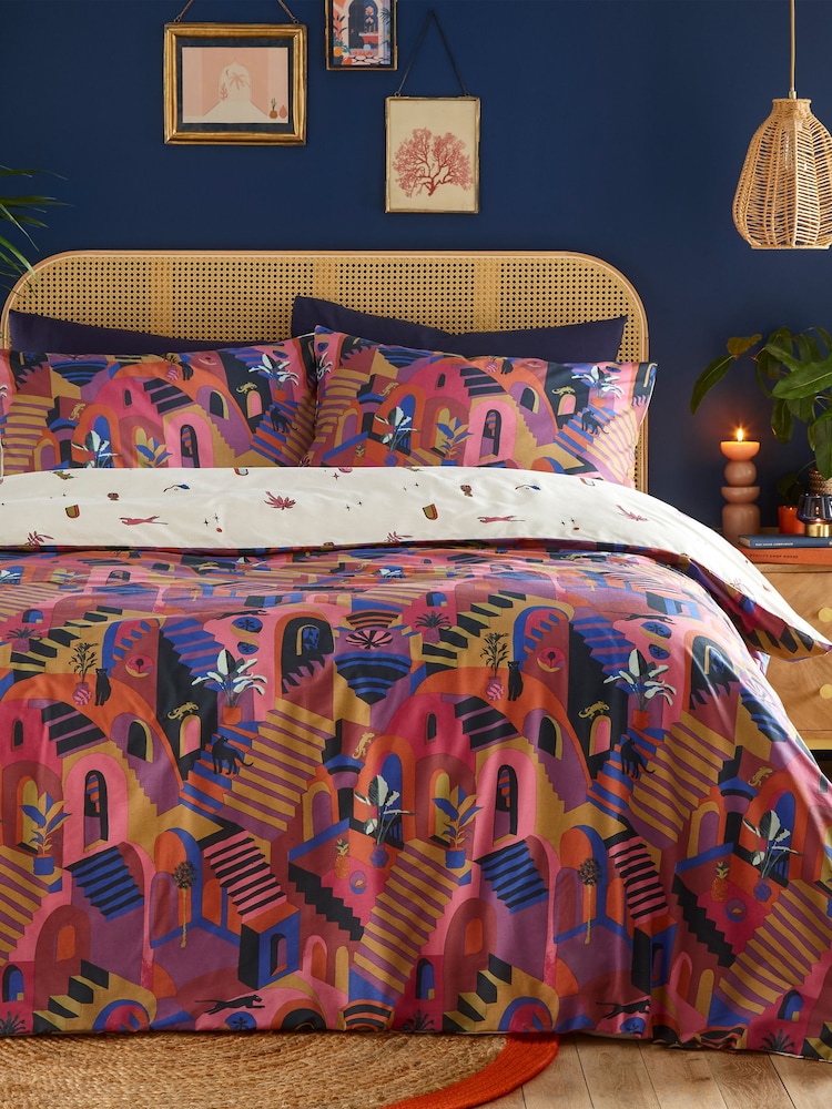 Furn Magenta Eivissa Abstract Duvet Cover Set - Image 2 of 4