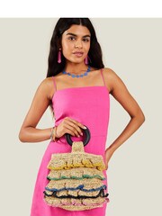 Accessorize Natural Ruffle Straw HandHeld Bag - Image 1 of 3