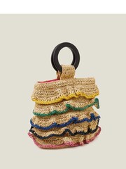 Accessorize Natural Ruffle Straw HandHeld Bag - Image 2 of 3