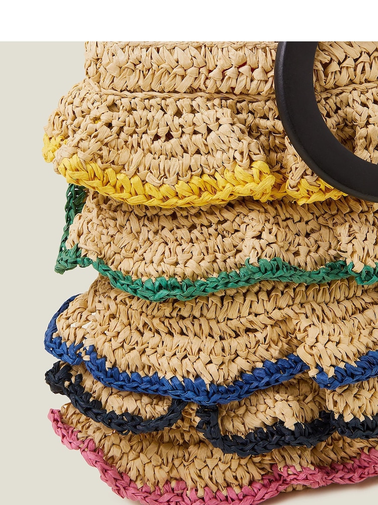 Accessorize Natural Ruffle Straw HandHeld Bag - Image 3 of 3
