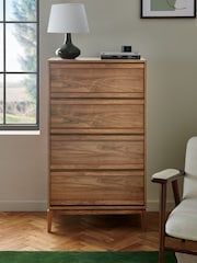 Jasper Conran London Brown 4 Drawer Tall Belgrave Walnut Chest of Drawers - Image 1 of 6