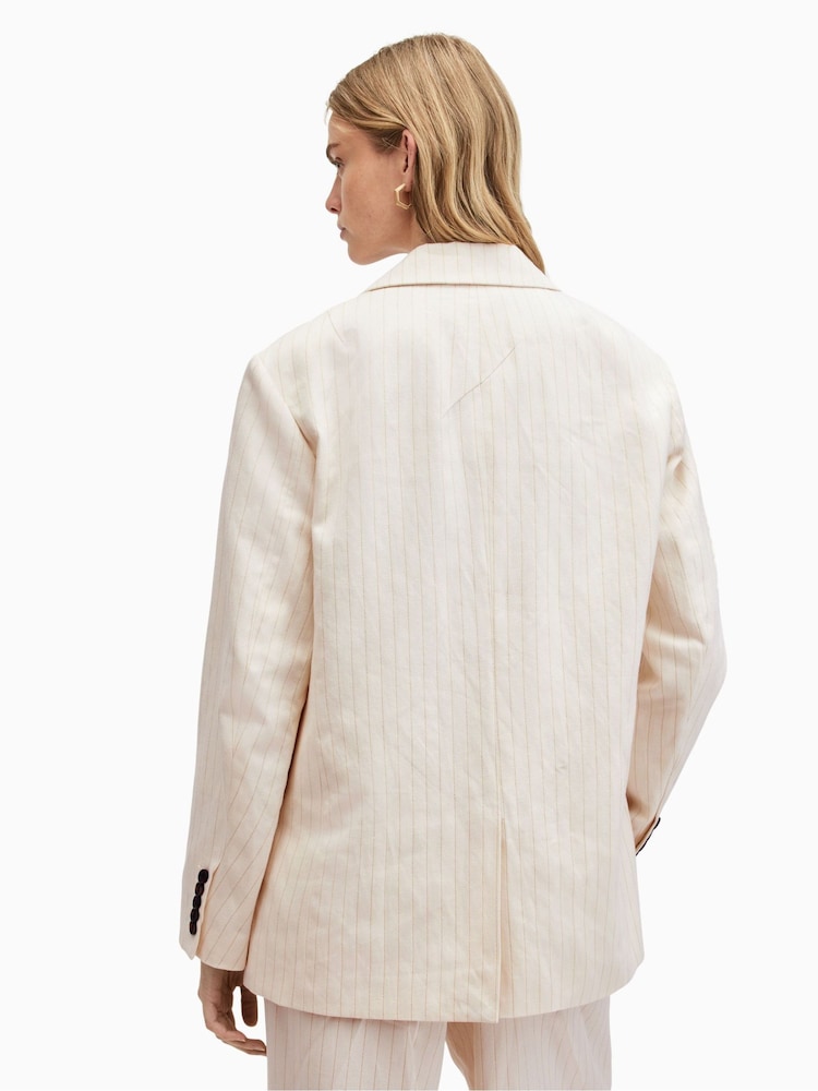 AllSaints White Payton Cotton Linen Blazer - Image 2 of 8 AllSaints White Payton Cotton Linen Blazer - Image 2 of 8