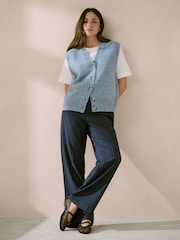 Blue Button Front Knitted Tank Top - Image 2 of 4