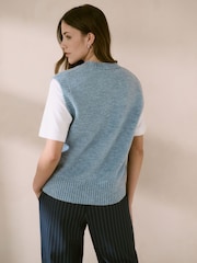Blue Button Front Knitted Tank Top - Image 3 of 4