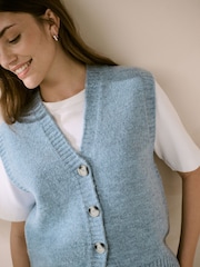 Blue Button Front Knitted Tank Top - Image 4 of 4