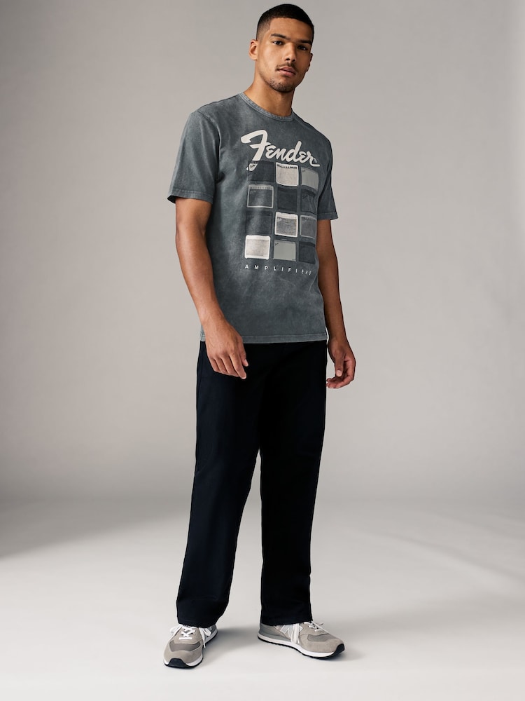 Black Fender Amp Regular Fit Band Graphic Print T-Shirt - Image 2 of 7
