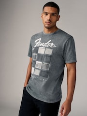 Black Fender Amp Regular Fit Band Graphic Print T-Shirt - Image 4 of 7