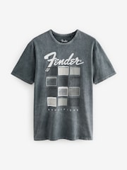 Black Fender Amp Regular Fit Band Graphic Print T-Shirt - Image 5 of 7